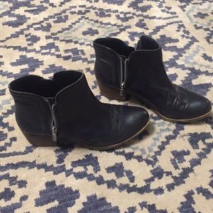 Lucky brand black leather ankle booties size 8
